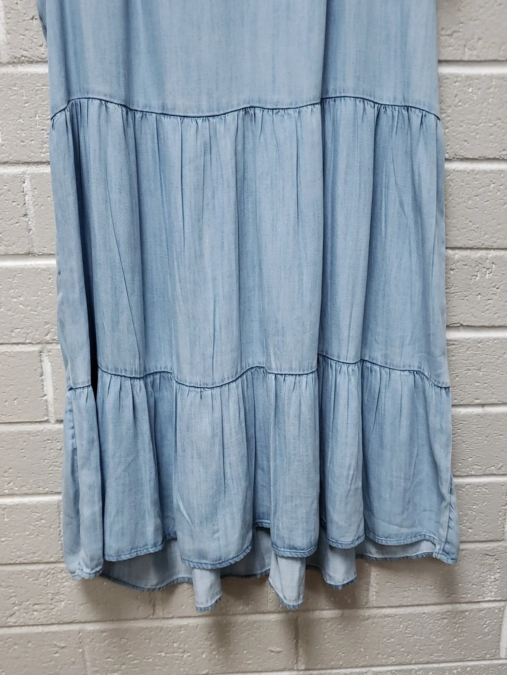 Wonderly Light Blue Chambray Tiered Dress